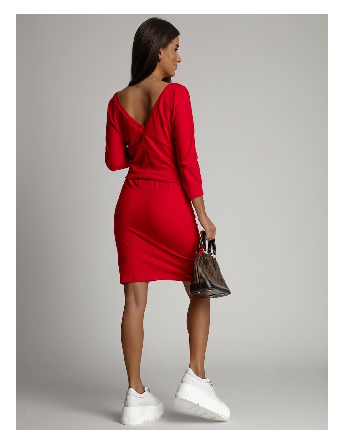 Rotes Kleid mit Bindegürtel 9729 – Online-Shop – Boutique